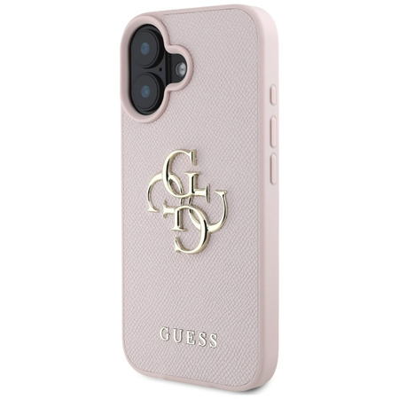 Guess Grained Big 4G Logo Small Classic Logo - Etui do iPhone 16 (różowy) (GUHCP16SPGT4MBP)