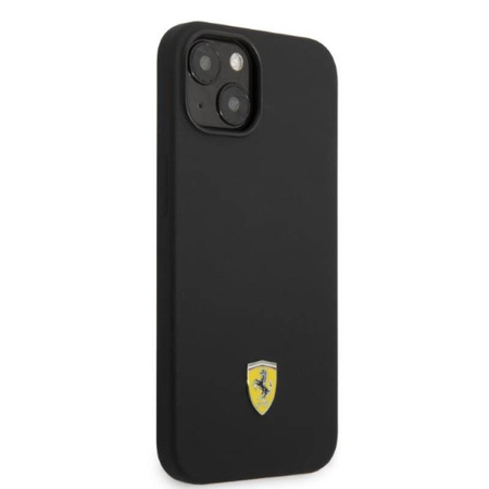 Ferrari Silicone Metal Logo MagSafe - Etui iPhone 14 (czarny) (FEHMSIP14SBK)