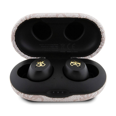 Guess 4G Metal Logo - Słuchawki Bluetooth TWS ENC + etui ładujące (różowy) (GUTWSP4EGP)