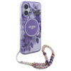 Guess IML Flowers With Pearl Strap MagSafe - Etui iPhone 16 (fioletowy) (GUHMP16SHFWBRCESU)