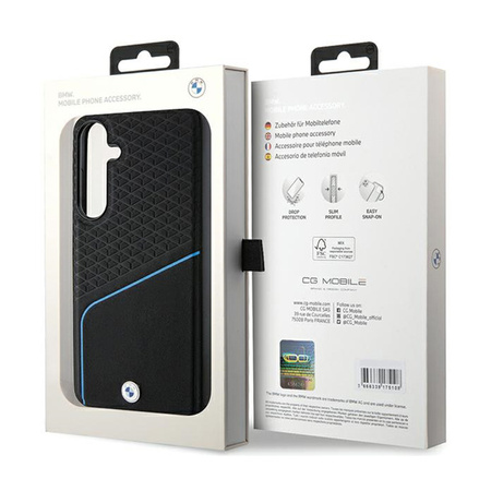 BMW Signature Leather Textured & Line MagSafe - Etui Samsung Galaxy S24+ (czarny) (BMHMS24M23RDCLK)