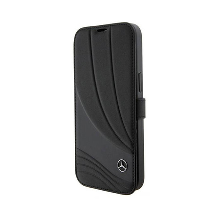 Mercedes Booktype Leather Wave Pattern - Etui iPhone 15 Pro (czarny) (MEBKP15L8ROLK)