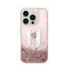 Karl Lagerfeld Liquid Glitter Big Logo Case - Etui iPhone 14 Pro (różowy) (KLHCP14LLBKLCP)