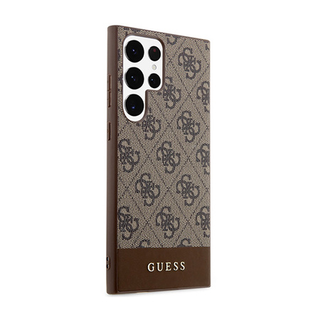 Guess 4G Bottom Stripe Metal Logo Collection - Etui Samsung Galaxy S24 Ultra (brązowy) (GUHCS24LG4GLBR)