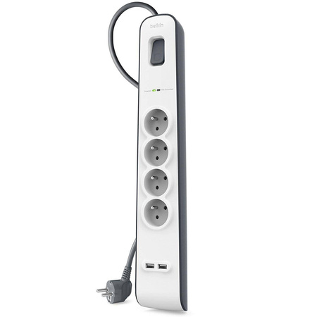 Belkin listwa antyprzepięciowa, 4 gniazda 2m, 2 x USB 2.4A (BSV401CA2M)