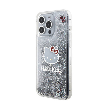 Hello Kitty Liquid Glitter Charms Kitty Head - Etui iPhone 15 Pro Max (srebrny) (HKHCP15XLIKHET)