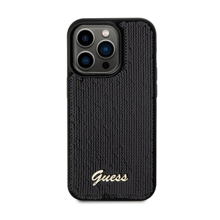 Guess Sequin Script Metal - Etui iPhone 13 Pro (czarny) (GUHCP13LPSFDGSK)