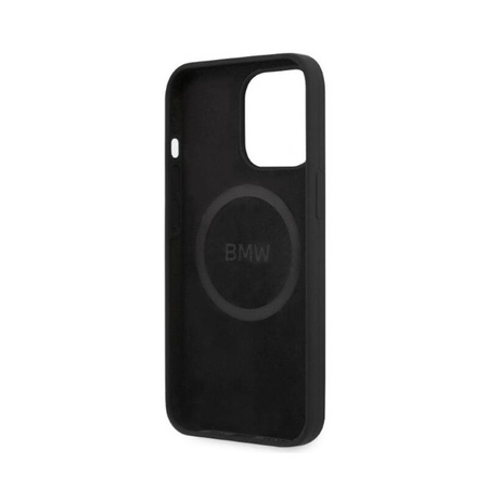 BMW Silicone Signature Logo Magsafe - Etui iPhone 13 Pro (czarny) (BMHMP13LSLBLBK)