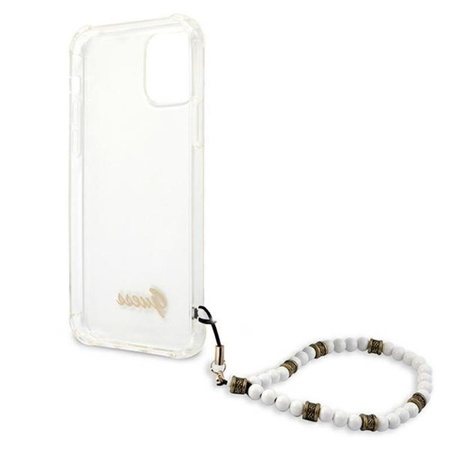 Guess White Pearl Strap - Etui iPhone 12 Pro Max (przezroczysty) (GUHCP12LKPSWH)