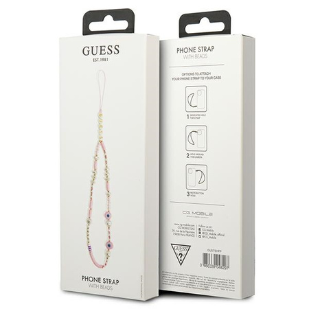 Guess Phone Strap Beads Shell - Zawieszka do telefonu 25 cm (Pink) (GUSTSHPP)