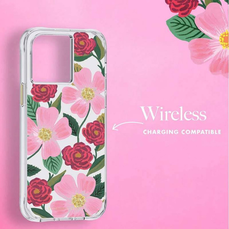 Rifle Paper Clear - Etui iPhone 14 Pro Max zdobione złotem (Rose Garden) (RP049822)