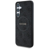 Guess Leather 4G Colored Ring Classic Logo MagSafe - Etui do Samsung Galaxy S25 (czarny) (GUHMS25SG4GFRK)