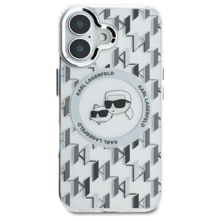 Karl Lagerfeld IML Monogram Karl & Choupette Head MagSafe - Etui iPhone 16 (przezroczysty) (KLHMP16SHMCKMHT)