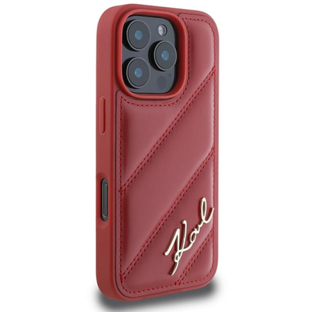 Karl Lagerfeld Quilted Signature - Etui iPhone 16 Pro (czerwony) (KLHCP16LPQDSMGR)