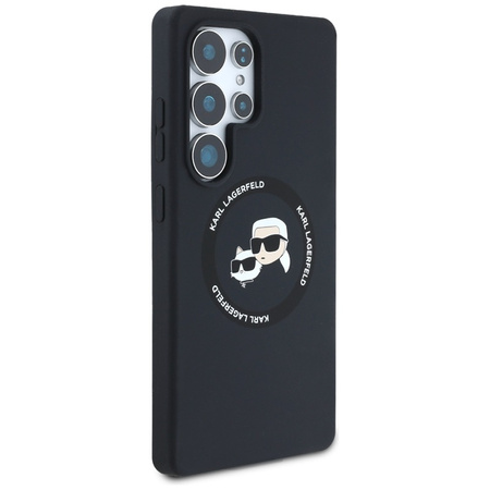 Karl Lagerfeld Silicone Double Heads And Circle MagSafe - Etui Samsung Galaxy S25 Ultra (czarny) (KLHMS25LSKCHTCK)