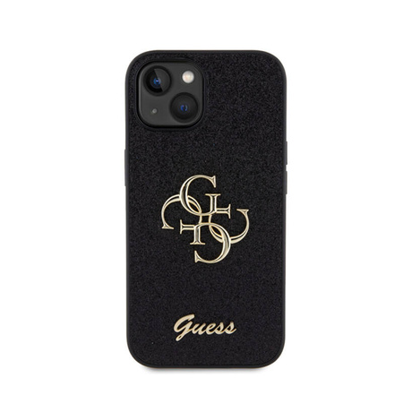 Guess Glitter Script Big 4G - Etui iPhone 15 (czarny) (GUHCP15SHG4SGK)