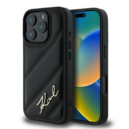 Karl Lagerfeld Quilted Signature - Etui iPhone 16 Pro Max (czarny) (KLHCP16XPQDSMGK)