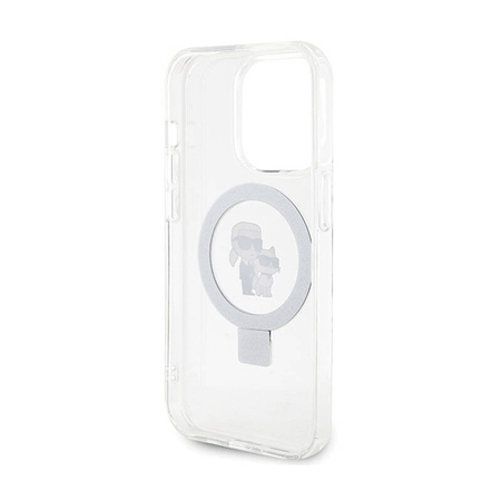 Karl Lagerfeld Ring Stand Karl & Choupette MagSafe - Etui iPhone 14 Pro (biały) (KLHMP14LHMRSKCH)