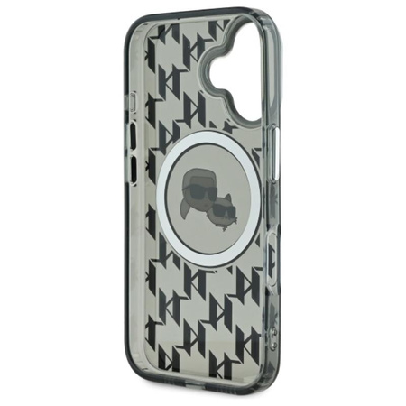 Karl Lagerfeld IML Monogram Karl & Choupette Head MagSafe - Etui iPhone 16 (czarny) (KLHMP16SHMCKMHK)