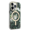 Guess Bundle Pack MagSafe IML Jungle - Zestaw etui + ładowarka MagSafe iPhone 14 Pro Max (khaki/złoty) (GUBPP14XHJEACSA)