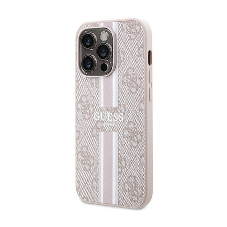 Guess 4G Printed Stripes MagSafe - Etui iPhone 15 Pro (różowy) (GUHMP15LP4RPSP)