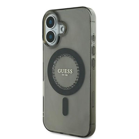 Guess IML Rhinestones MagSafe - Etui iPhone 16 Plus (czarny) (GUHMP16MPFTDTEK)