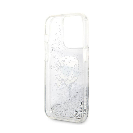 Karl Lagerfeld Liquid Glitter NFT Karl's Head - Etui iPhone 14 Pro Max (srebrny) (KLHCP14XLNKHCH)
