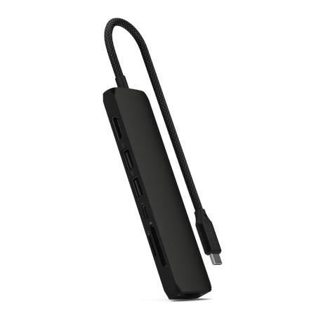 Satechi 7-in-1 USB-C Slim Multiport Adapter with Ethernet - adapter do urządzeń mobilnych (USB-C PD, 2x USB-A, HDMI 4K, Ethernet, czytnik kart micro/SD) (black) (ST-P7SK)