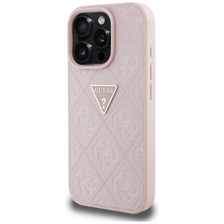Guess Hot Stamp 4G Pattern Triangle Metal Logo - Etui do iPhone 16 Pro Max (różowy) (GUHCP16XPGP4STRP)