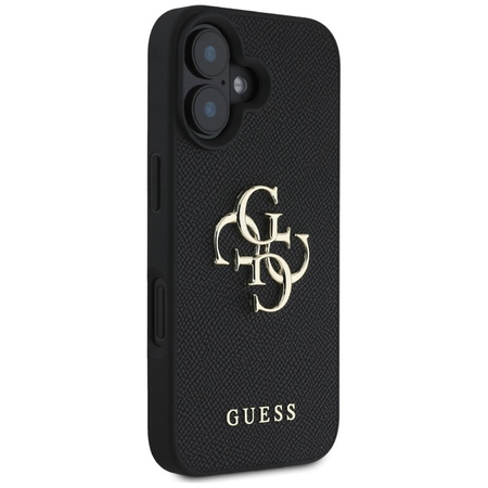 Guess Grained Big 4G Logo Small Classic Logo - Etui do iPhone 16 (czarny) (GUHCP16SPGT4MBK)