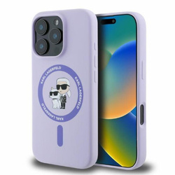 Karl Lagerfeld Silicone Karl & Choupette Ring MagSafe - Etui iPhone 16 Pro (fioletowy) (KLHMP16LSCMKCRHU)