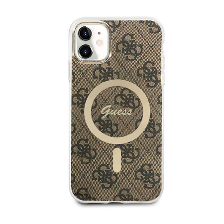 Guess 4G MagSafe - Etui iPhone 11 (Brązowy) (GUHMN61H4STW)
