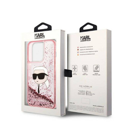 Karl Lagerfeld Liquid Glitter NFT Karl's Head - Etui iPhone 14 Pro Max (różowy) (KLHCP14XLNKHCP)