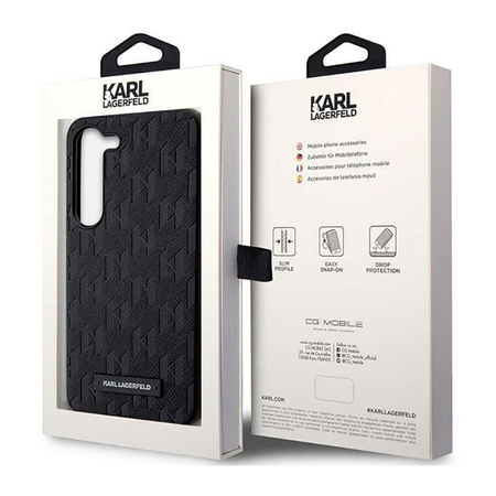 Karl Lagerfeld Saffiano Monogram Metal Logo - Etui Samsung Galaxy S23+ (czarny) (KLHCS23MSAKLHPK)