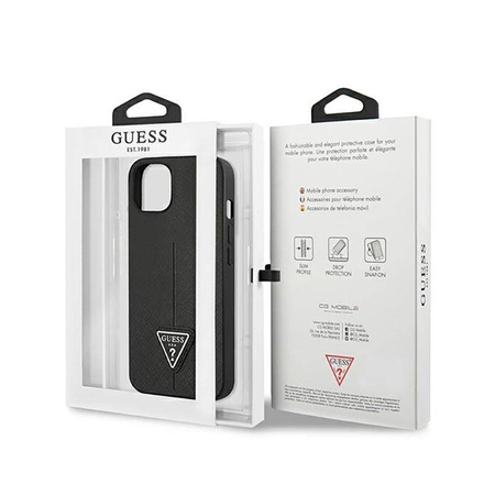 Guess Saffiano Triangle Logo Case – Etui iPhone 14 Plus (czarny) (GUHCP14MPSATLK)