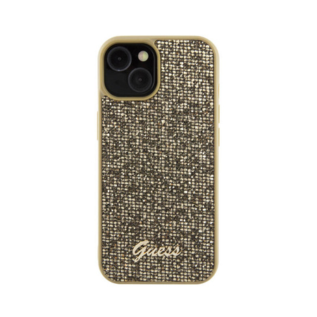 Guess Disco Metal Script - Etui iPhone 15 (złoty) (GUHCP15SPMSDGSD)