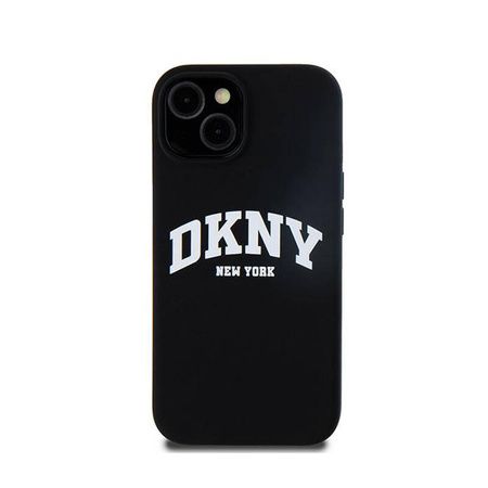 DKNY Liquid Silicone White Printed Logo MagSafe - Etui iPhone 15 Plus / 14 Plus (czarny) (DKHMP15MSNYACH)