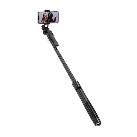 Crong SelfieGo Ultra – Aluminiowy selfie stick Bluetooth tripod (czarny) (CRGSGU1BLK)
