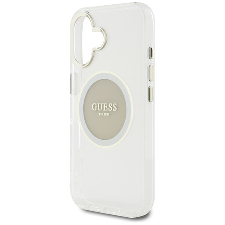 Guess IML Metal Colored Circle Classic Logo MagSafe - Etui do iPhone 16 (szary) (GUHMP16SHTDRCEDG)