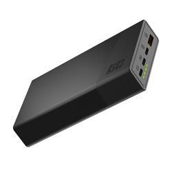Green Cell PowerPlay20s - Power Bank 20000 mAh z szybkim ładowaniem USB-A QuickCharge 3.0 oraz 2x USB-C Power Delivery 22.5W (czarny) (PBGC03S)