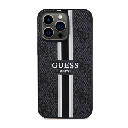 Guess 4G Printed Stripes MagSafe - Etui iPhone 13 Pro (Czarny) (GUHMP13LP4RPSK)