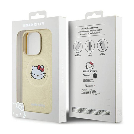 Hello Kitty Leather Kitty Head MagSafe - Etui iPhone 13 Pro Max (złoty) (HKHMP13XPGHCKD)