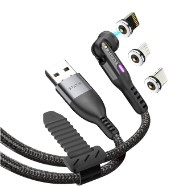 Statik 360 - kabel USB-A z trzema wymiennymi wtyczkami magnetycznymi, 2m (USB-C, micro USB, lightning) (black) (PUP-0420-6FT-RTL)
