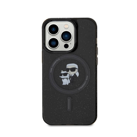 Karl Lagerfeld Karl & Choupette Glitter Magsafe - Etui iPhone 15 Pro (czarny) (KLHMP15LHGKCNOK)