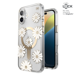 Speck Presidio Lux ClickLock & MagSafe - Etui iPhone 16 Plus (Sunshine Daisies / Clear / Gold) (150749-3257)