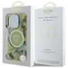 Guess Glitter Flowers Triangle Buttons MagSafe - Etui do iPhone 16 Pro Max (zielony) (GUHMP16XHFLPEDN)