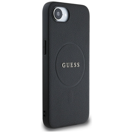 Guess Grained Ring MagSafe - Etui do iPhone 16e (czarny) (GUHMPSE4PGHSMMK)