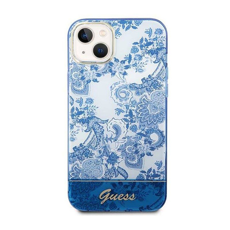 Guess Porcelain Collection - Etui iPhone 14 Plus (niebieski) (GUHCP14MHGPLHB)