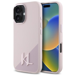Karl Lagerfeld Silicone Shadow Metal Initial MagSafe - Etui iPhone 16 (różowy) (KLHMP16SSCMKMPCP)