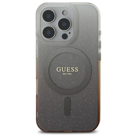 Guess IML Glitter Gradient MagSafe - Etui iPhone 16 Pro (brązowy) (GUHMP16LHGRCELW)
